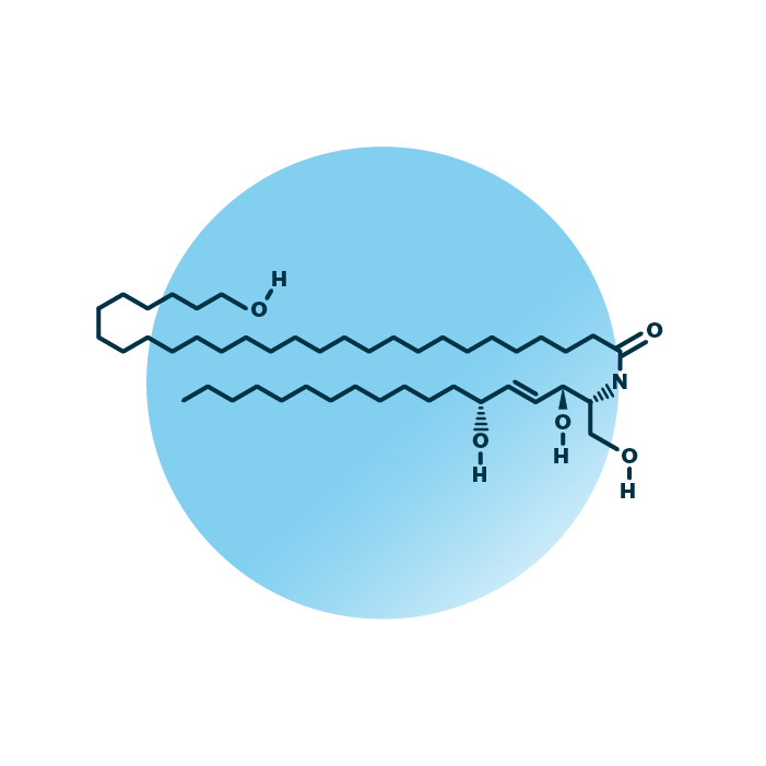 An example for the molecular structure of alpha-hydroxy-6-hydroxy-sphingosines, specifically AH 18:1;3/28:0;1.