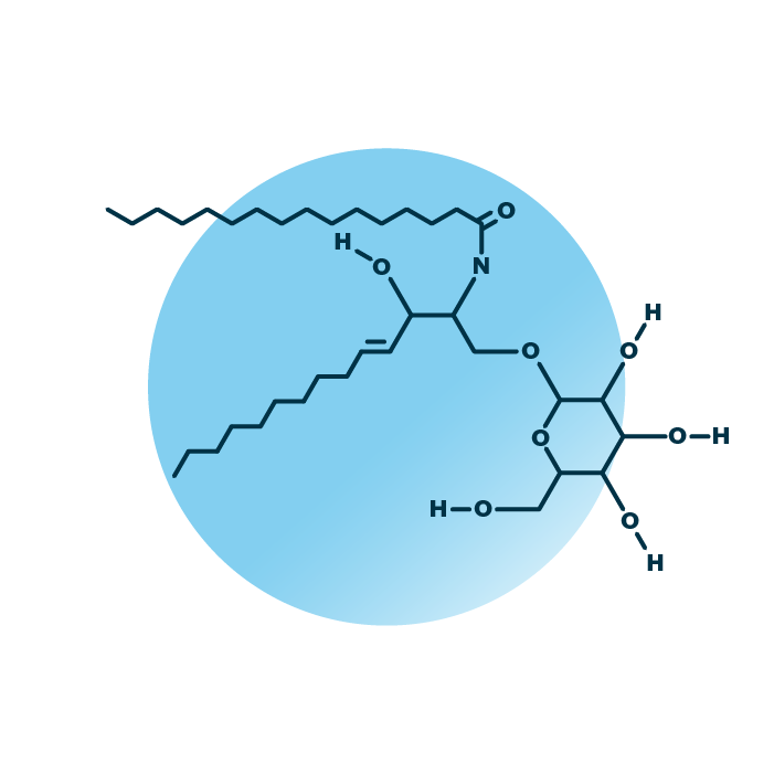 An example for the molecular structure of hexosylceramide, specifically HexCer 30:1;2.