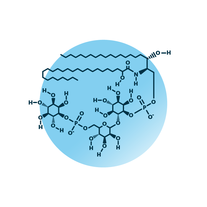 An example for the molecular structure of mannosyl-di-(inositolphosphoryl)-ceramide, specifically M(IP)2C 46:0;3.