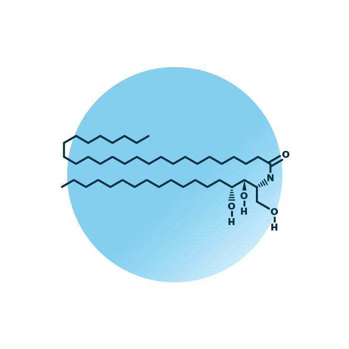 An example for the molecular structure of non-hydroxy-phytosphingosine, specifically NP 18:0;3/26:0;0.