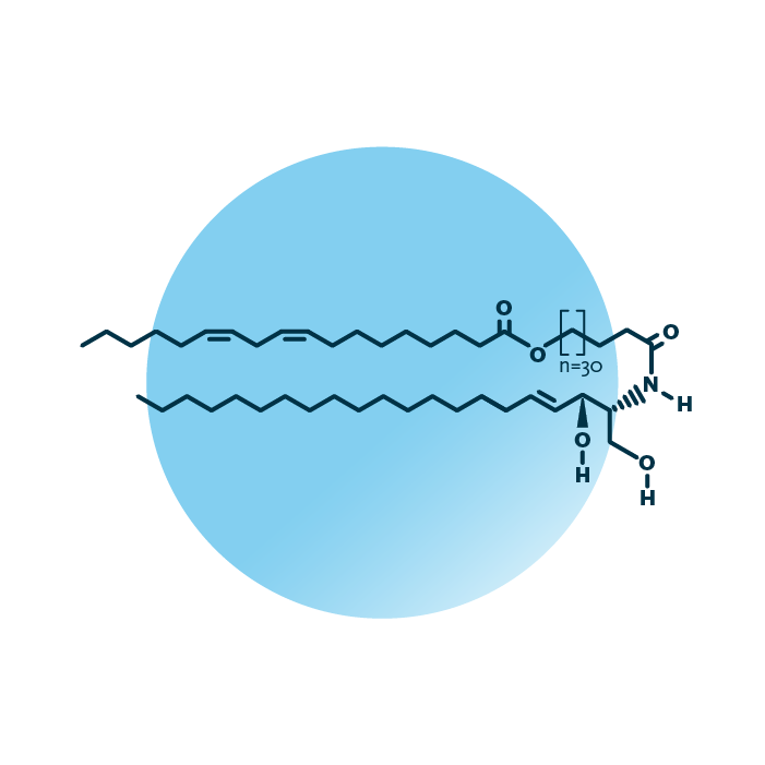 An example for the molecular structure of omega-hydroxy-sphingosines, specifically EOS 72:3;2.