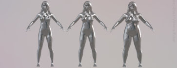 A computer render of three women ranging from normal weight to obesity.