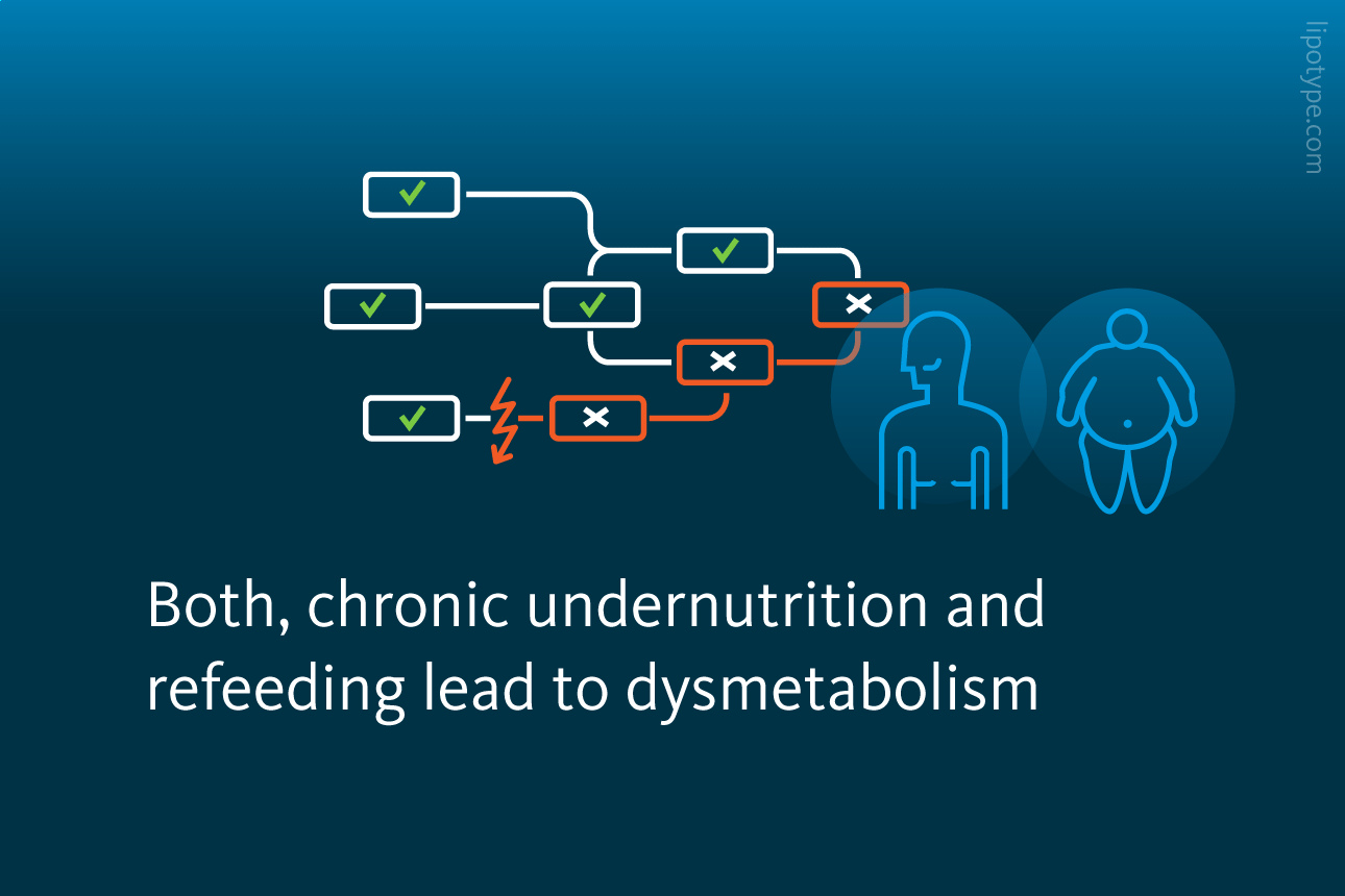 Slide 4: Both, chronic undernutrition and refeeding lead to dysmetabolism.