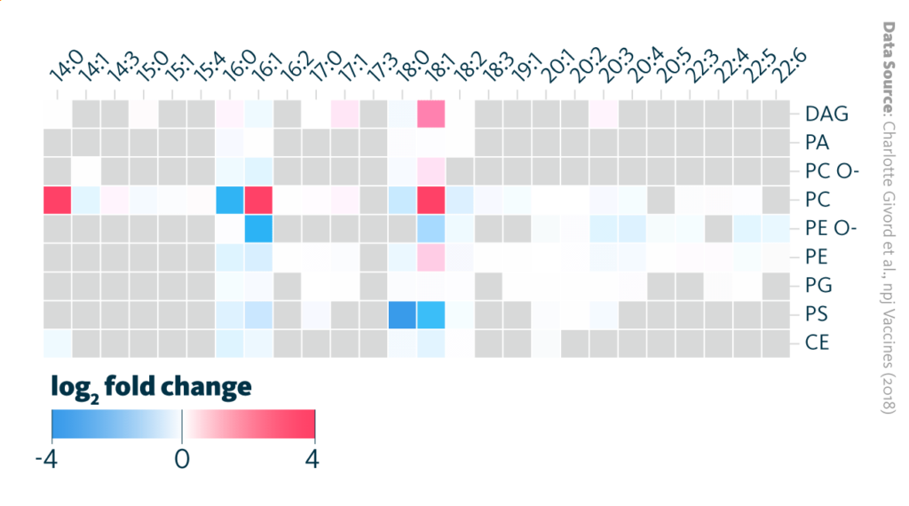 Changes in lipidome upon AS03 treatment in macrophages. Heatmap representation of significant (p 