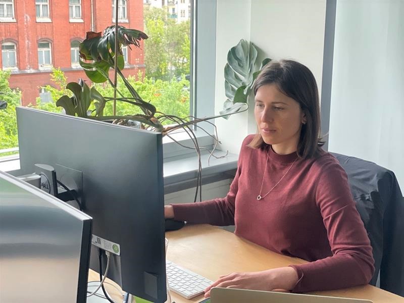 A woman working in the office