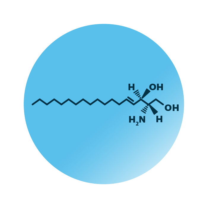 An example for the molecular structure of sphingosine, specifically SPB 18:1;O2.