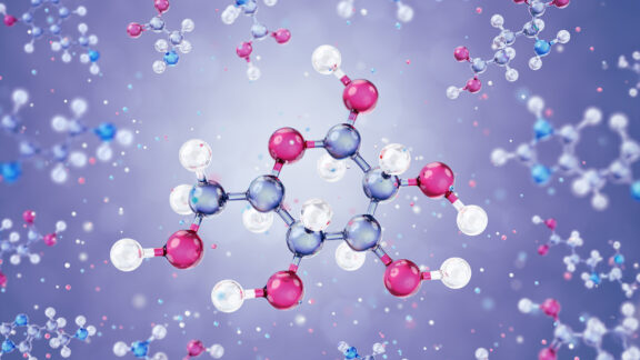 A graphics depicting a glucose molecule
